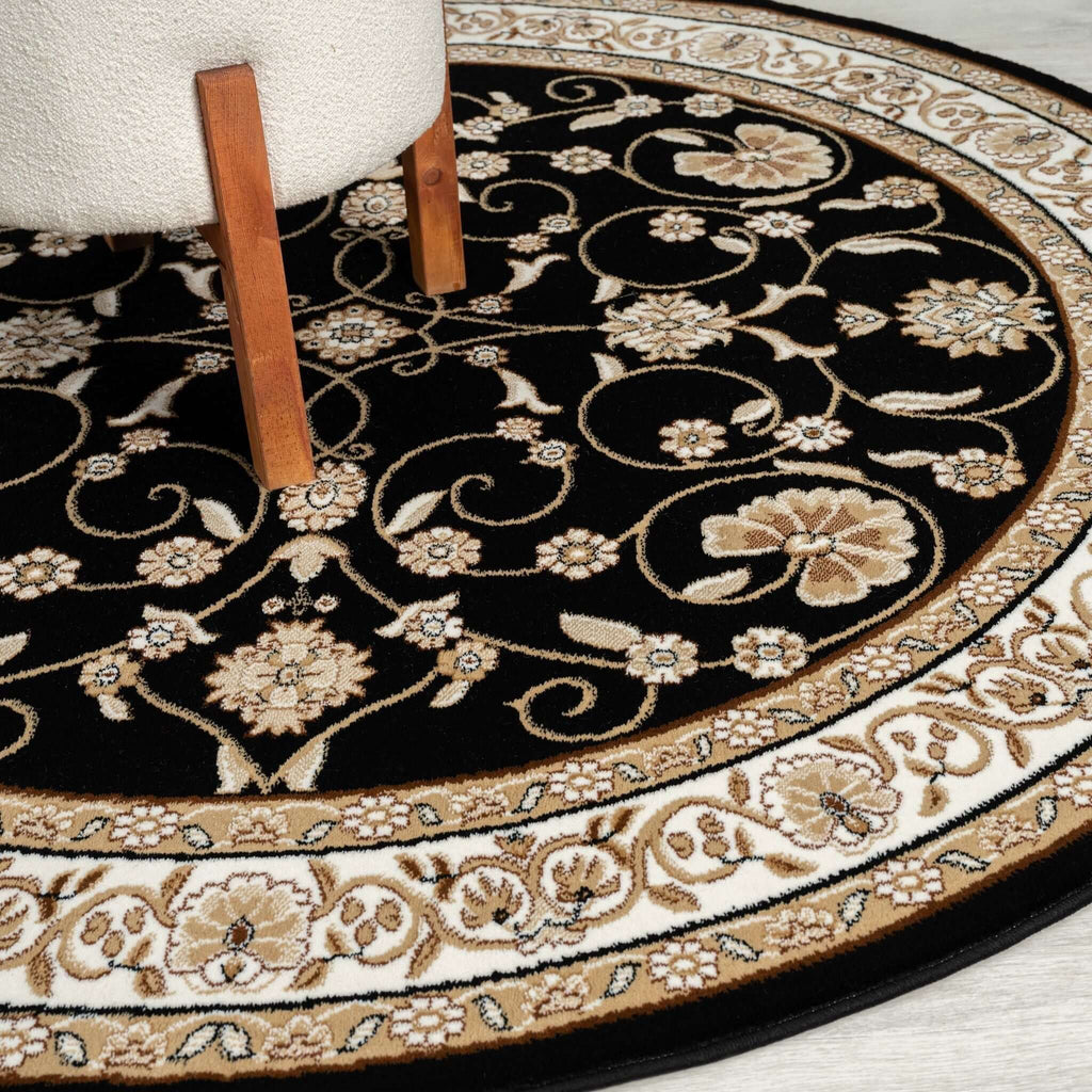 Estate 512 Black Round Rug