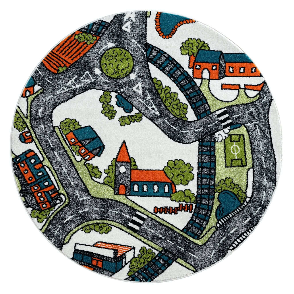 Kidsville 575 Cream Round Rug lifestyle view