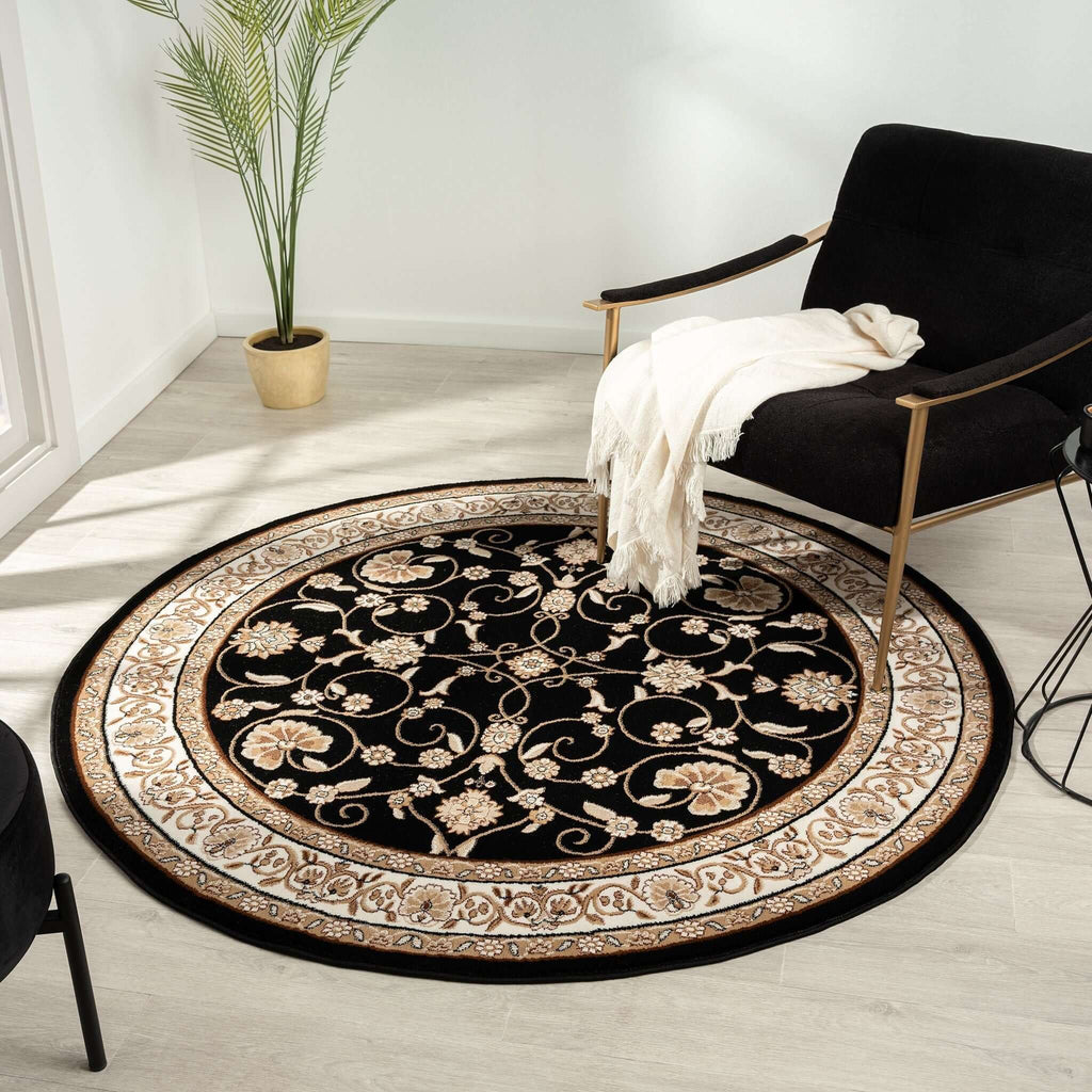 Estate 512 Black Round Rug
