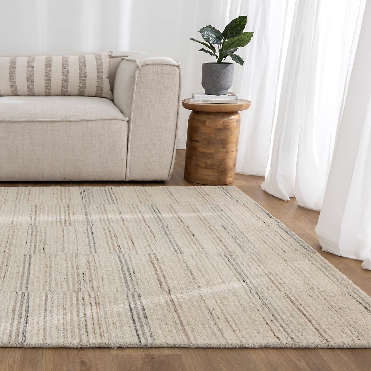 Praia Lines Natural Wool Rug wool rug – product view 4