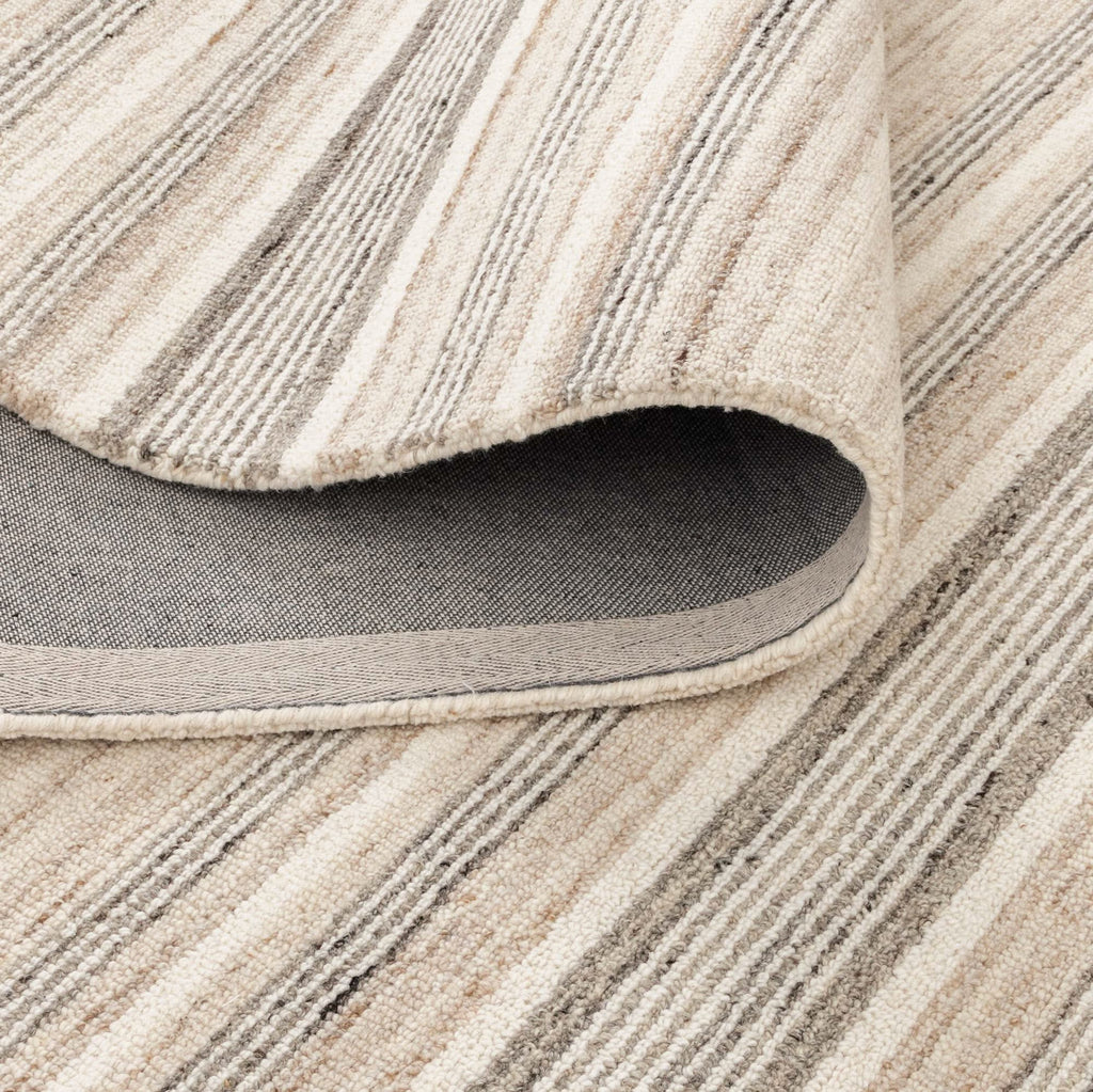 Praia Multi Stripe Beige Grey Wool Rug wool rug – product view 3