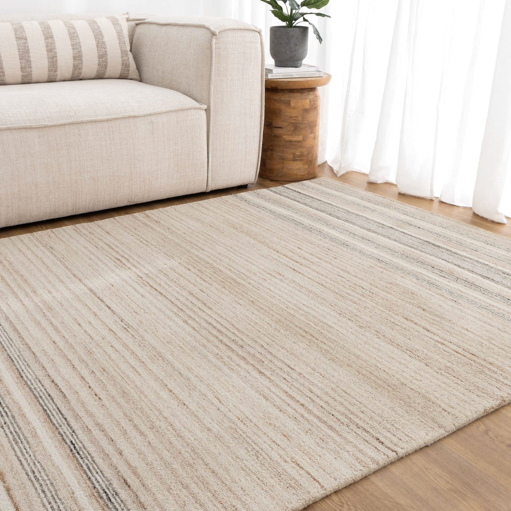 Praia Multi Stripe Beige Grey Wool Rug wool rug – product view 5