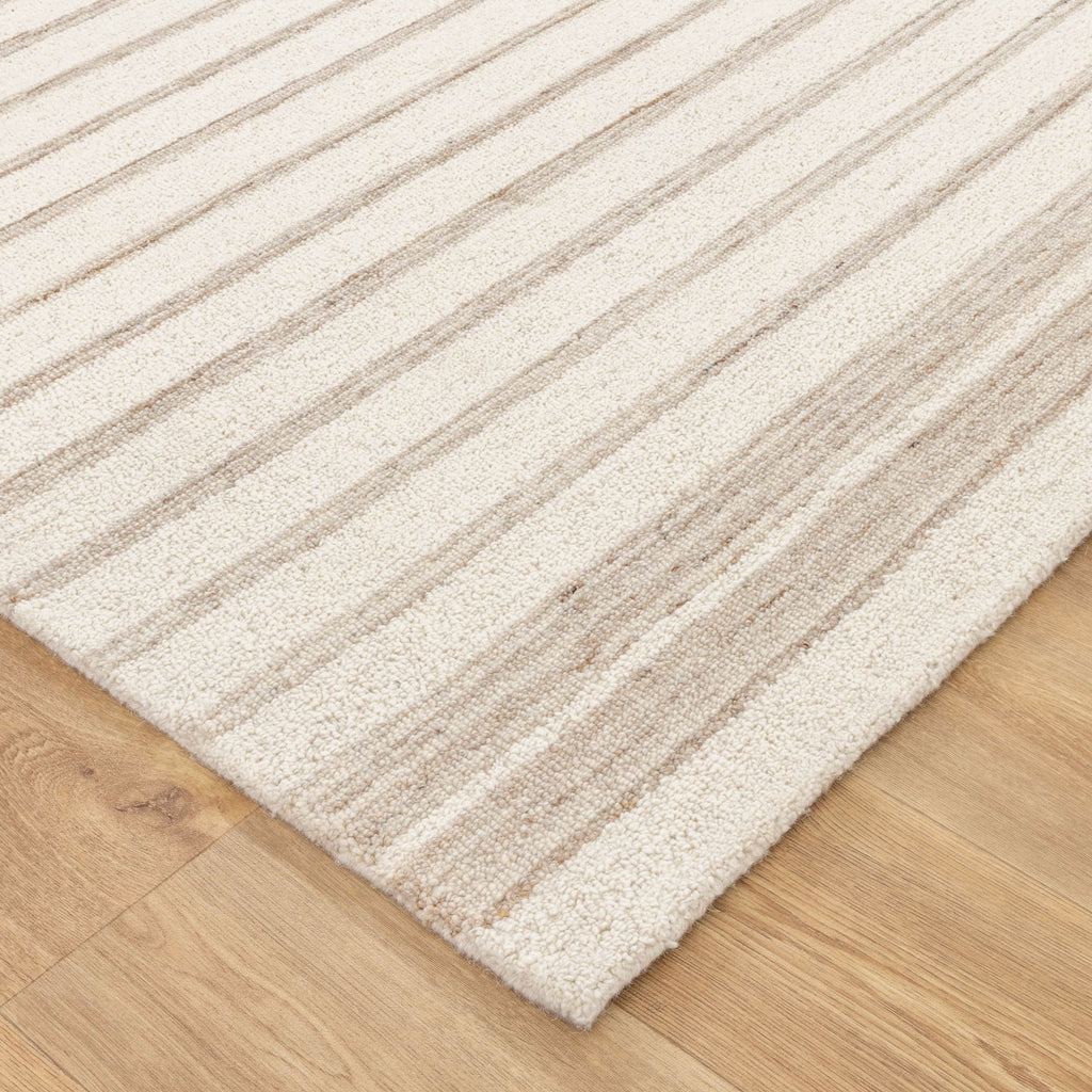 Praia Stripes Ivory Beige Wool Rug wool rug – product view 2