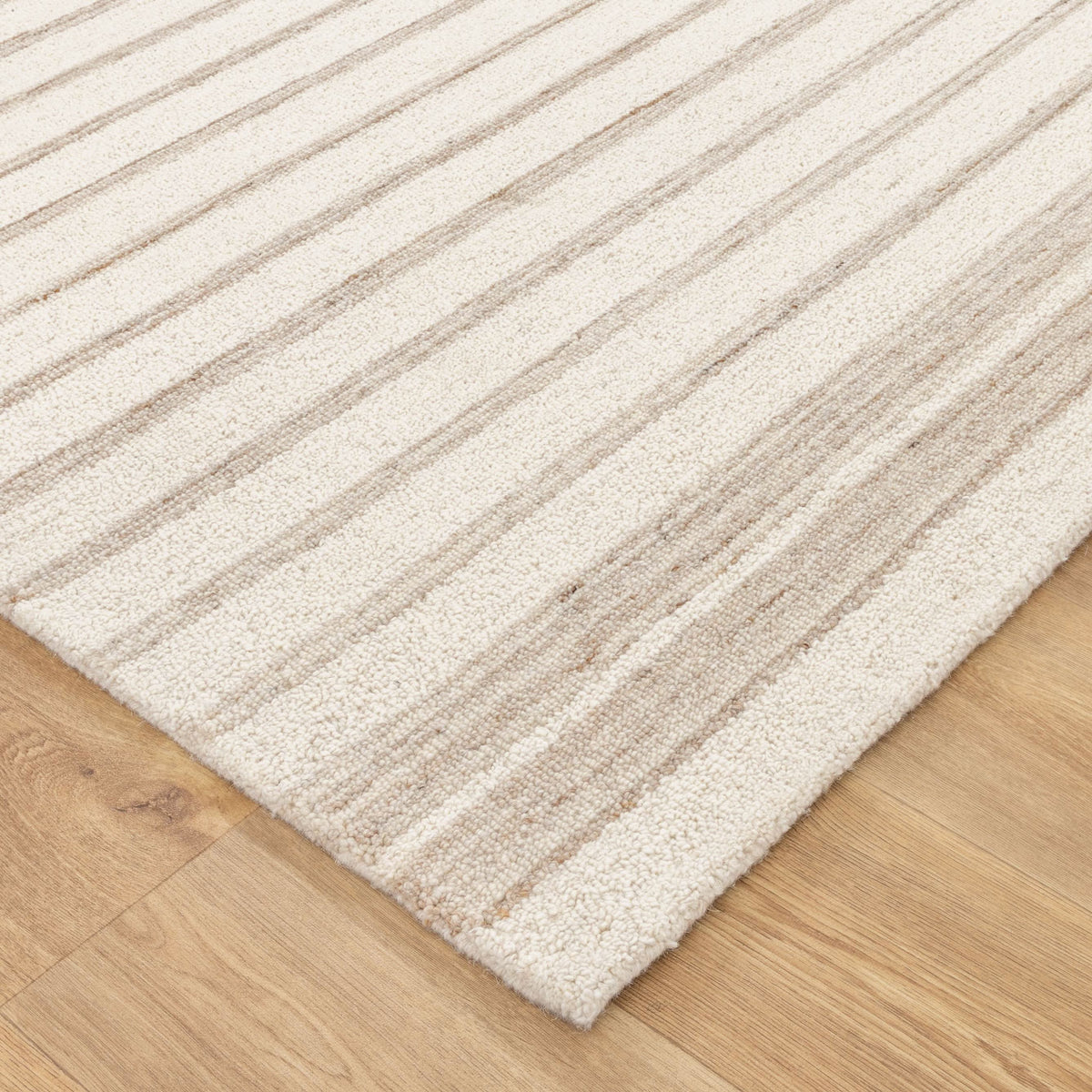 Praia Stripes Ivory Beige Wool Rug wool rug – product view 2