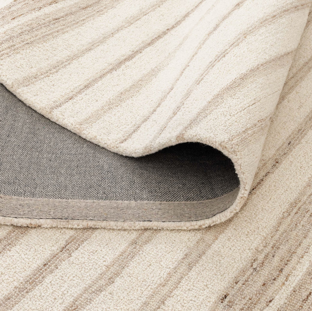 Praia Stripes Ivory Beige Wool Rug wool rug – product view 3