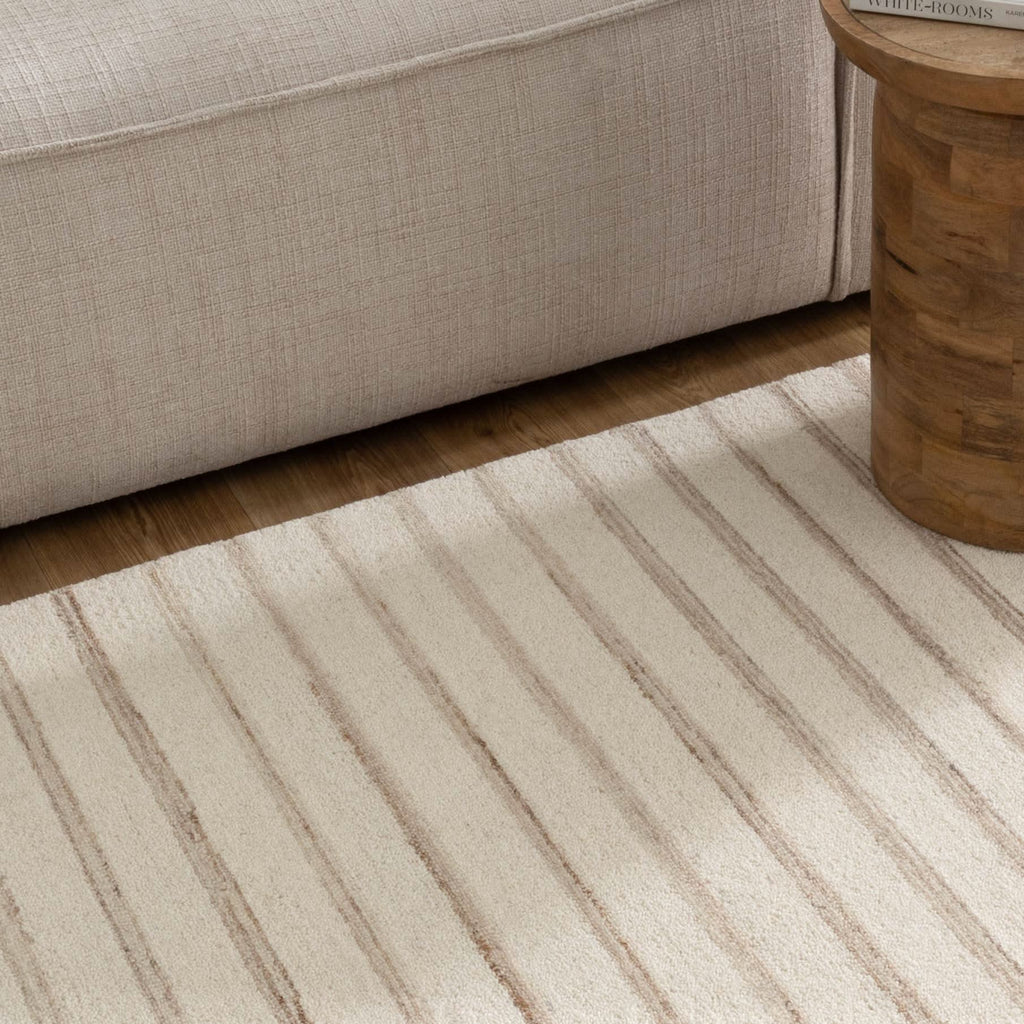 Praia Stripes Ivory Beige Wool Rug wool rug – product view 6