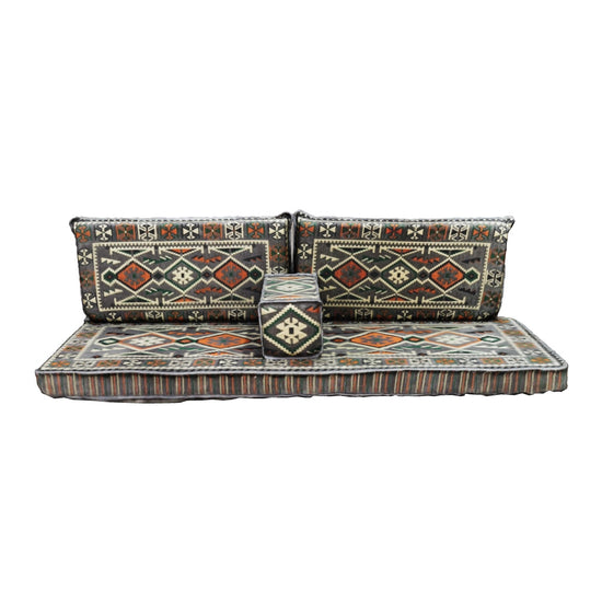 Arabian Majlis (Divan Set) Floor Cushions Bazaar G Rugs N Gifts-Transform your space with our Arabian Majlis Divan Set Floor Cushions. Made in Turkey, these 100% cotton, washable cushions offer firm support and a traditional look. Perfect for creating a c