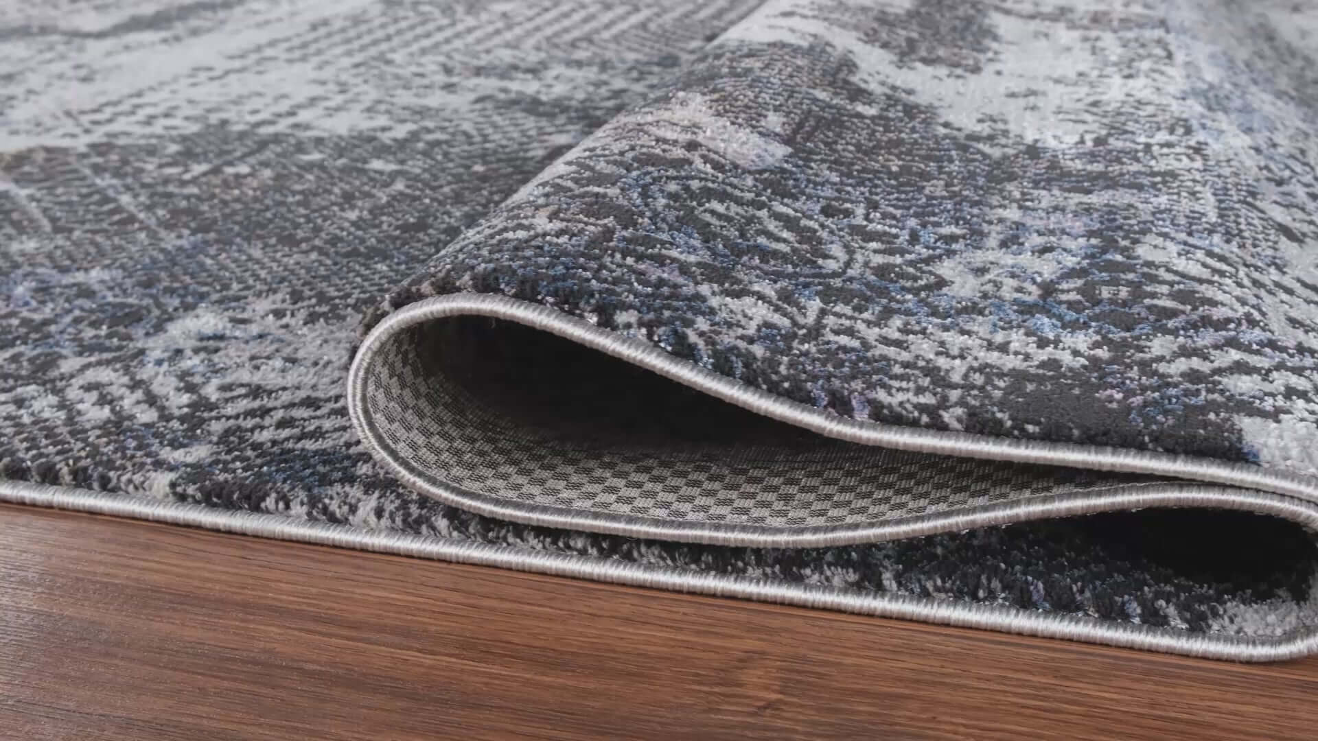 Midnight Grey Turkish Rug Distressed Modern Design