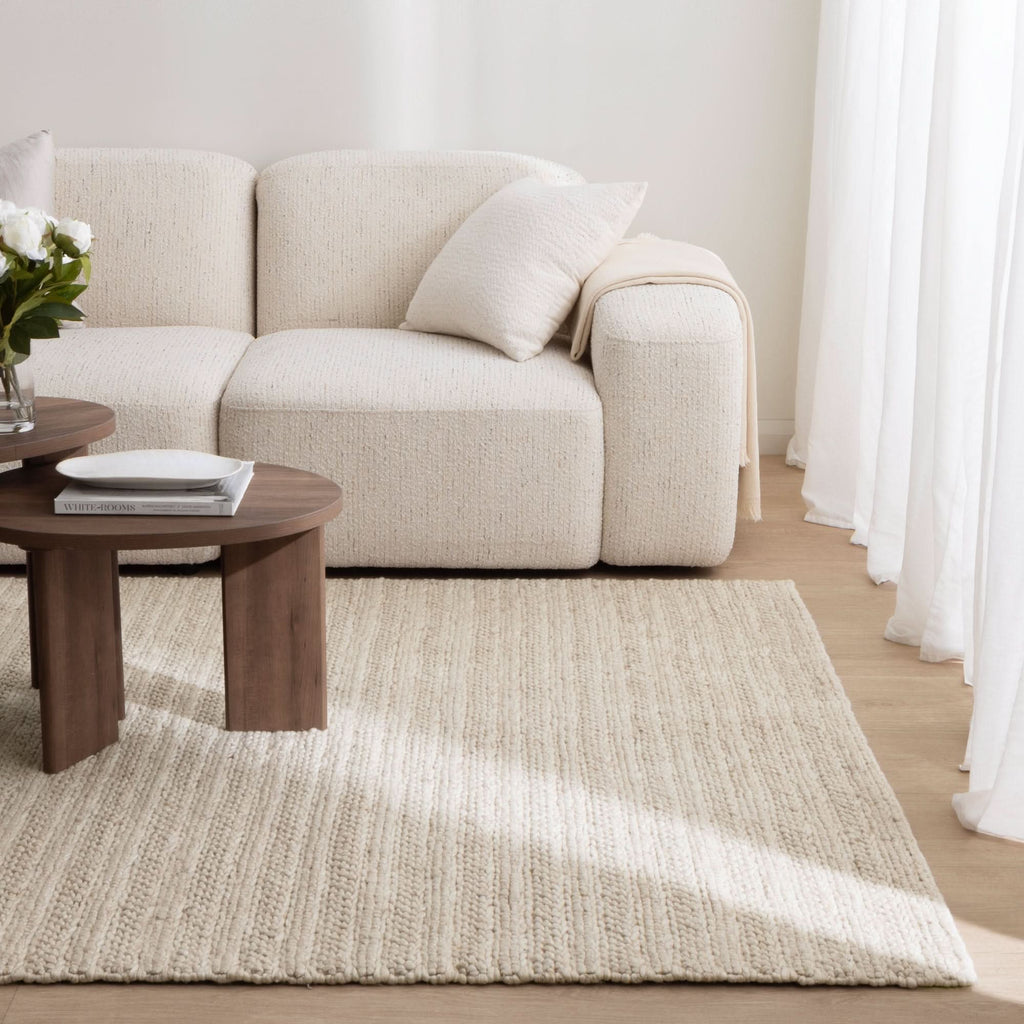 Privilege 001 Wool Rug Beige wool rug – product view 4