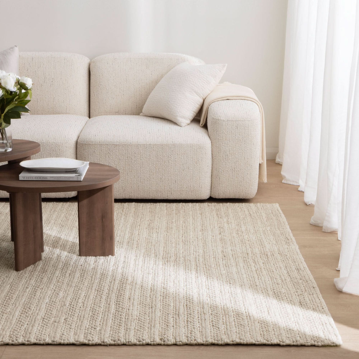 Privilege 001 Wool Rug Beige wool rug – product view 4