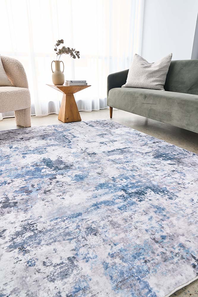 Revive Cato Blue machine washable rug – view 2