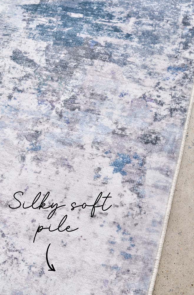 Revive Cato Blue machine washable rug – view 4