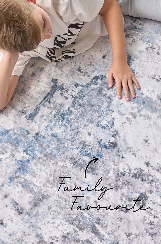 Revive Cato Blue machine washable rug – view 8