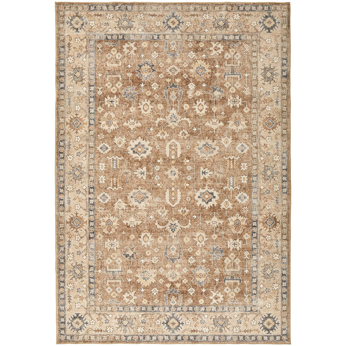 Revive Enzo Brown machine washable rug – view 1