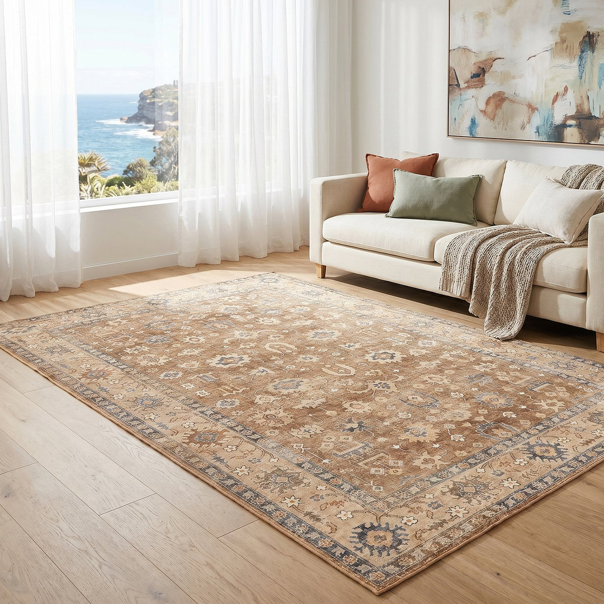 Revive Enzo Brown machine washable rug – view 2