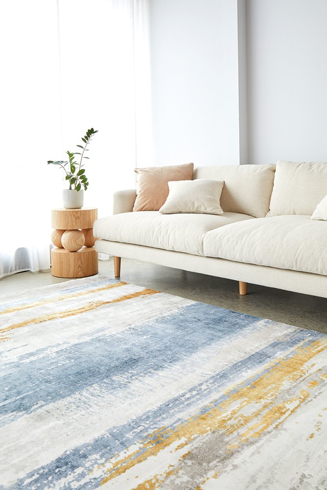 Revive Kyle Blue machine washable rug – view 2