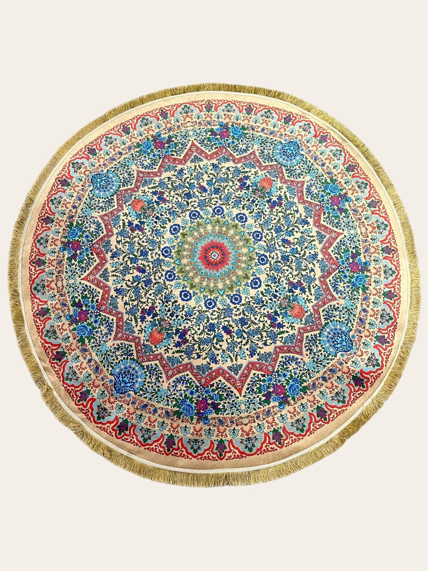 Round Turkish Rugs Colourful- Red-Cream Round Rug   