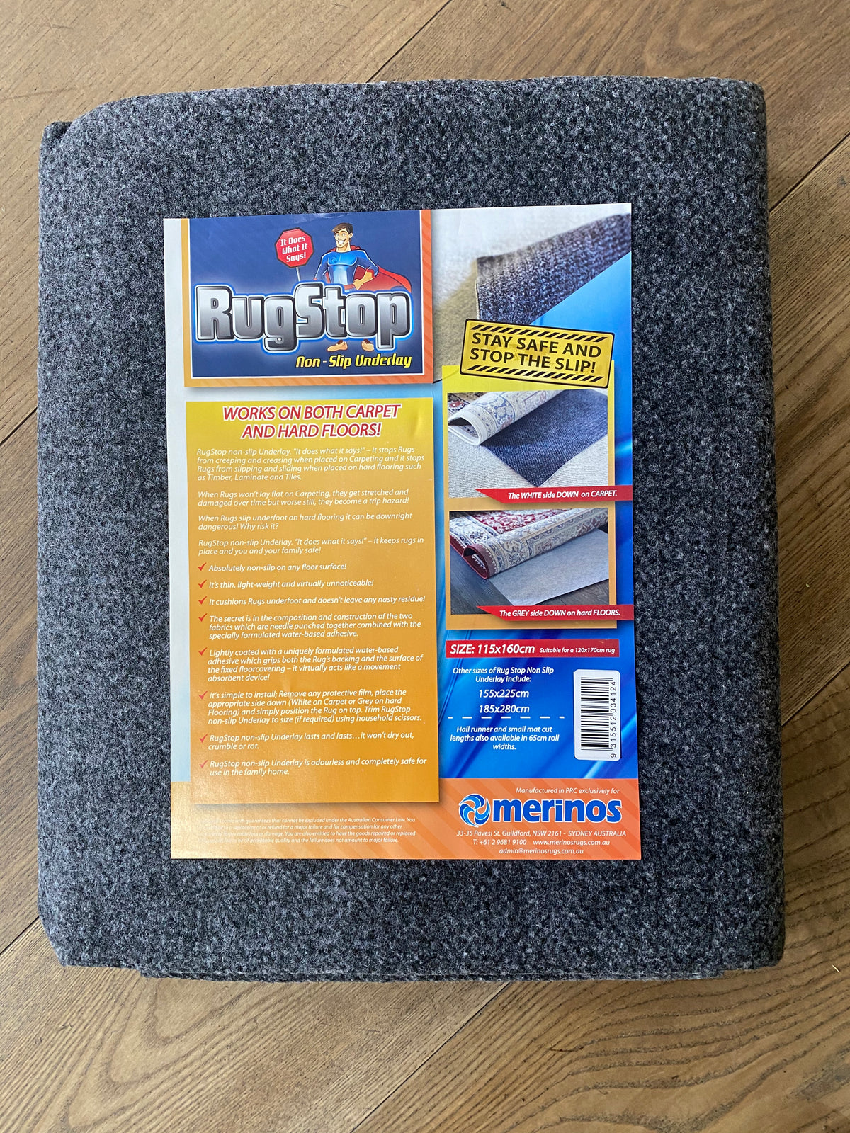 Rug Stop two-sided non-slip underlay in its original packaging