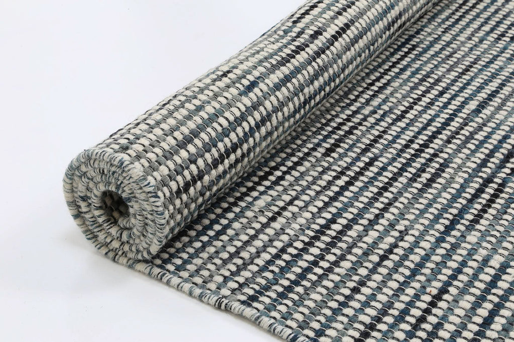 Nordic Teal Reversible Wool Rug wool rug – product view 3