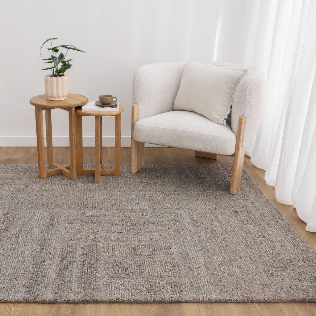 Seren Brown Grey Modern Wool Rug wool rug – product view 4