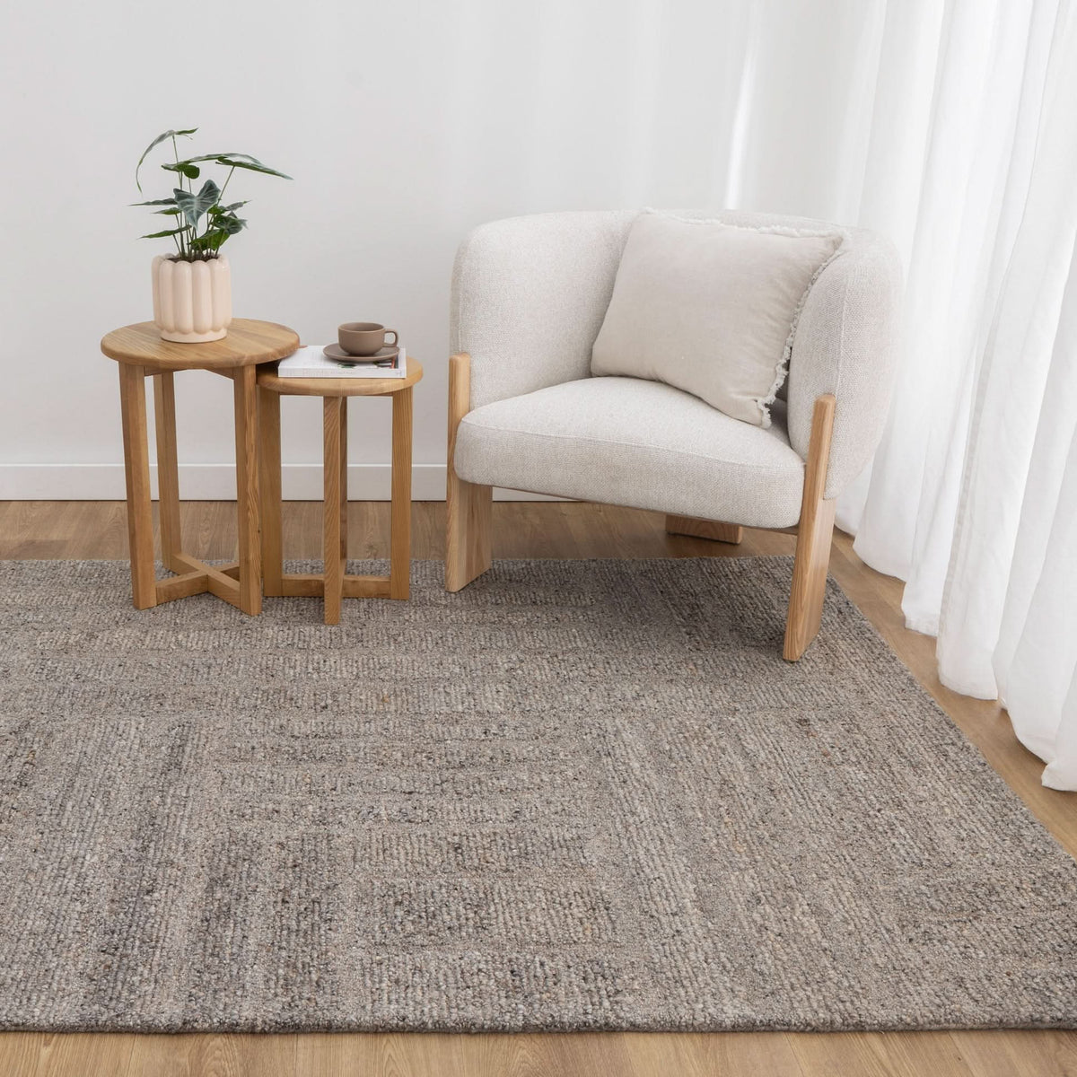Seren Brown Grey Modern Wool Rug wool rug – product view 4