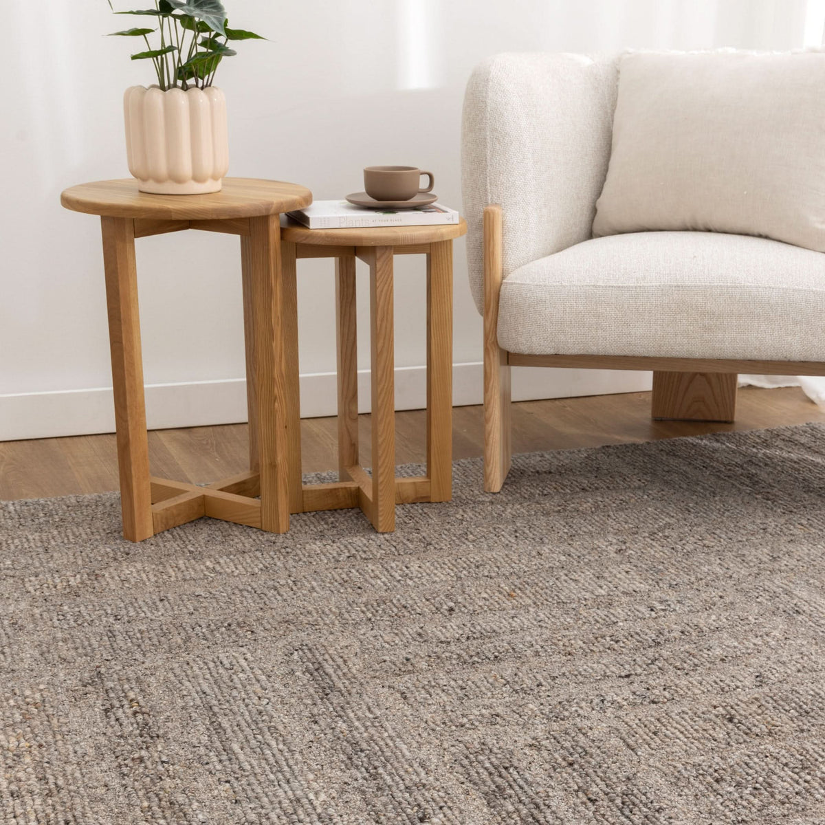 Seren Brown Grey Modern Wool Rug wool rug – product view 5