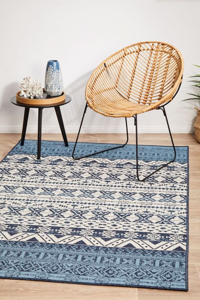 Shoreline 3333 White Blue Outdoor Rug