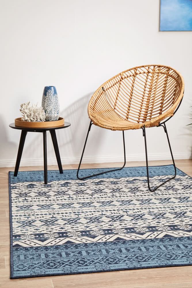 Shoreline 3333 White Blue Outdoor Rug