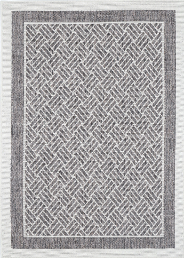 Terrazza Cream Geometric Ikat Bordered Rug - 1828/W71-E — room or full rug view