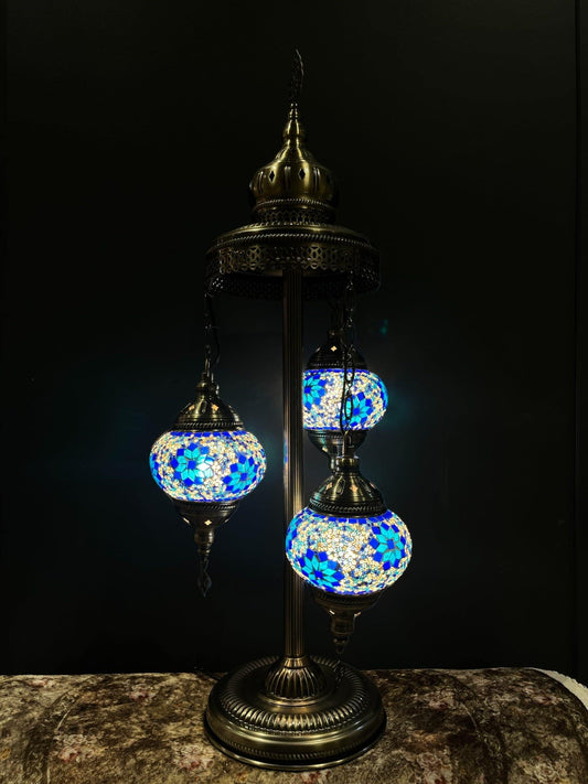 Mosaic Floor Lamp 3 Pieces Blue Flower Lamps   