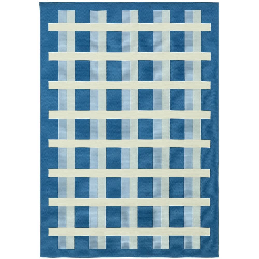 Veduta Lattice Blue Outdoor Rug