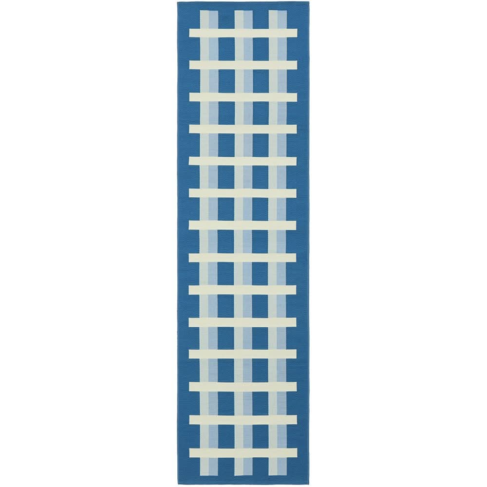 Veduta Lattice Blue Outdoor Rug