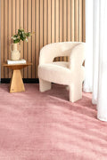 Vela Blush Viscose Rug - styled room