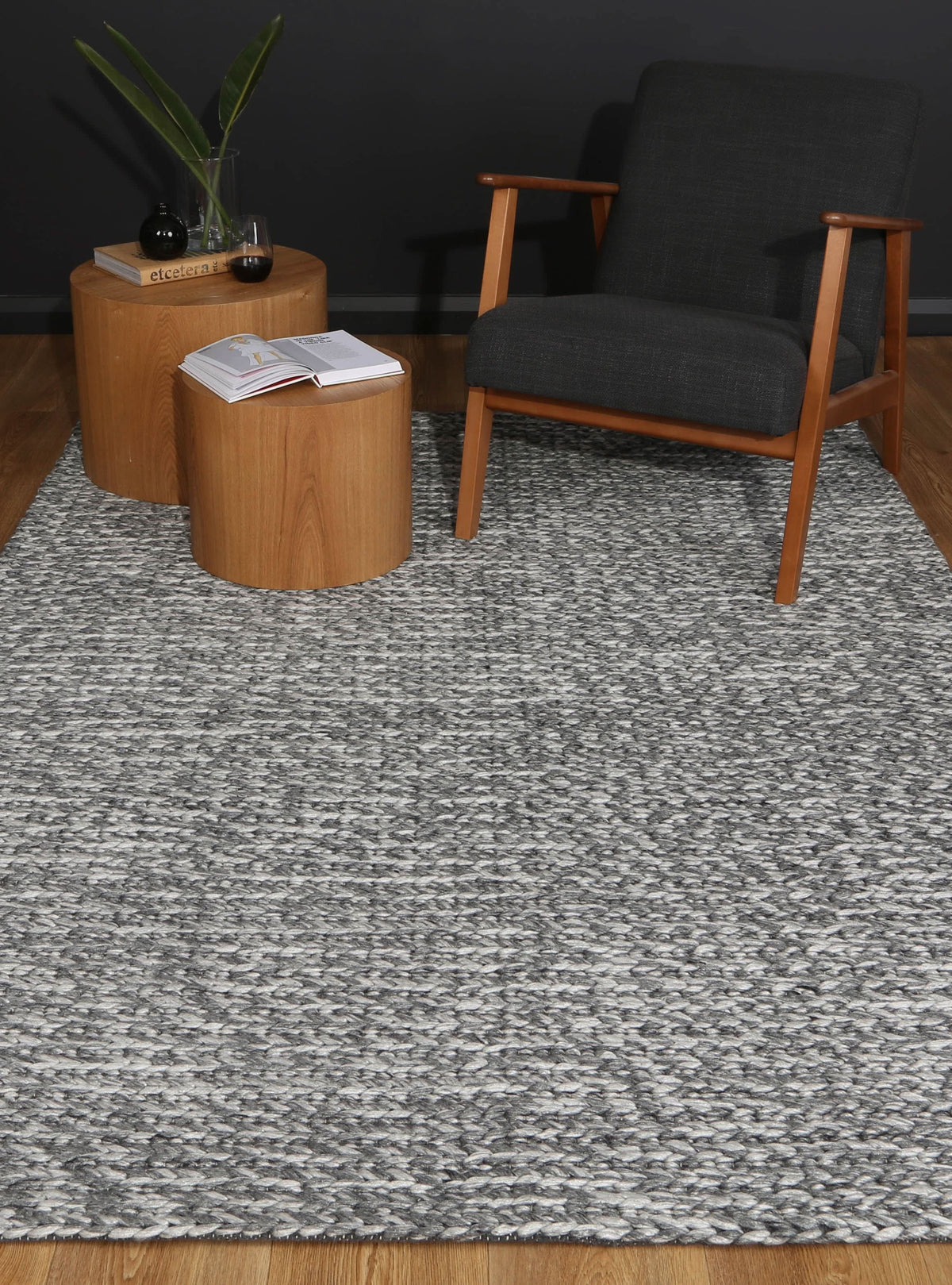 Harlow Cue Charcoal Wool Blend Rug wool rug – product view 4