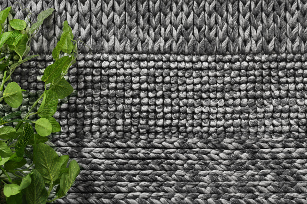 Harlow Grace Charcoal Wool Blend Rug wool rug – product view 2
