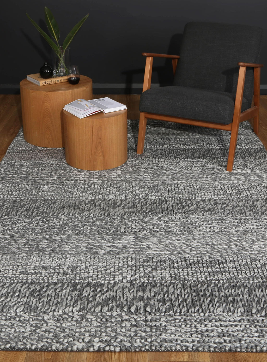 Harlow Grace Charcoal Wool Blend Rug wool rug – product view 4