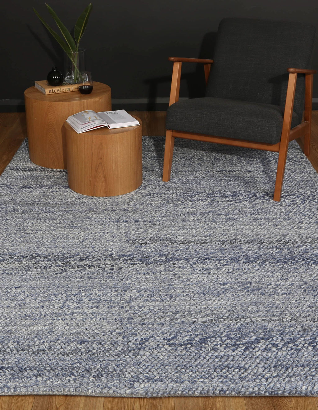Harlow Loopy Blue Wool Blend Rug wool rug – product view 4