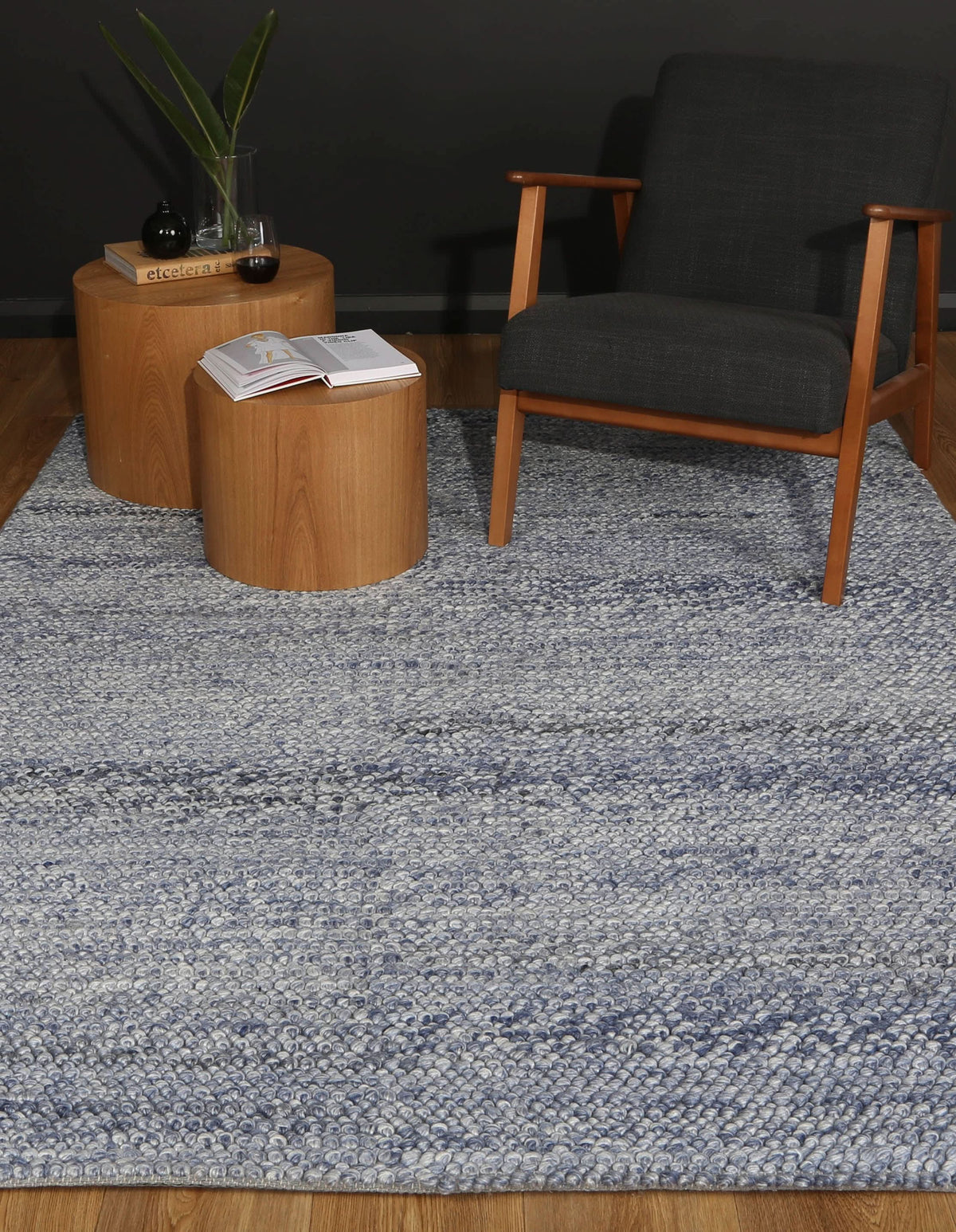 Harlow Loopy Blue Wool Blend Rug wool rug – product view 4