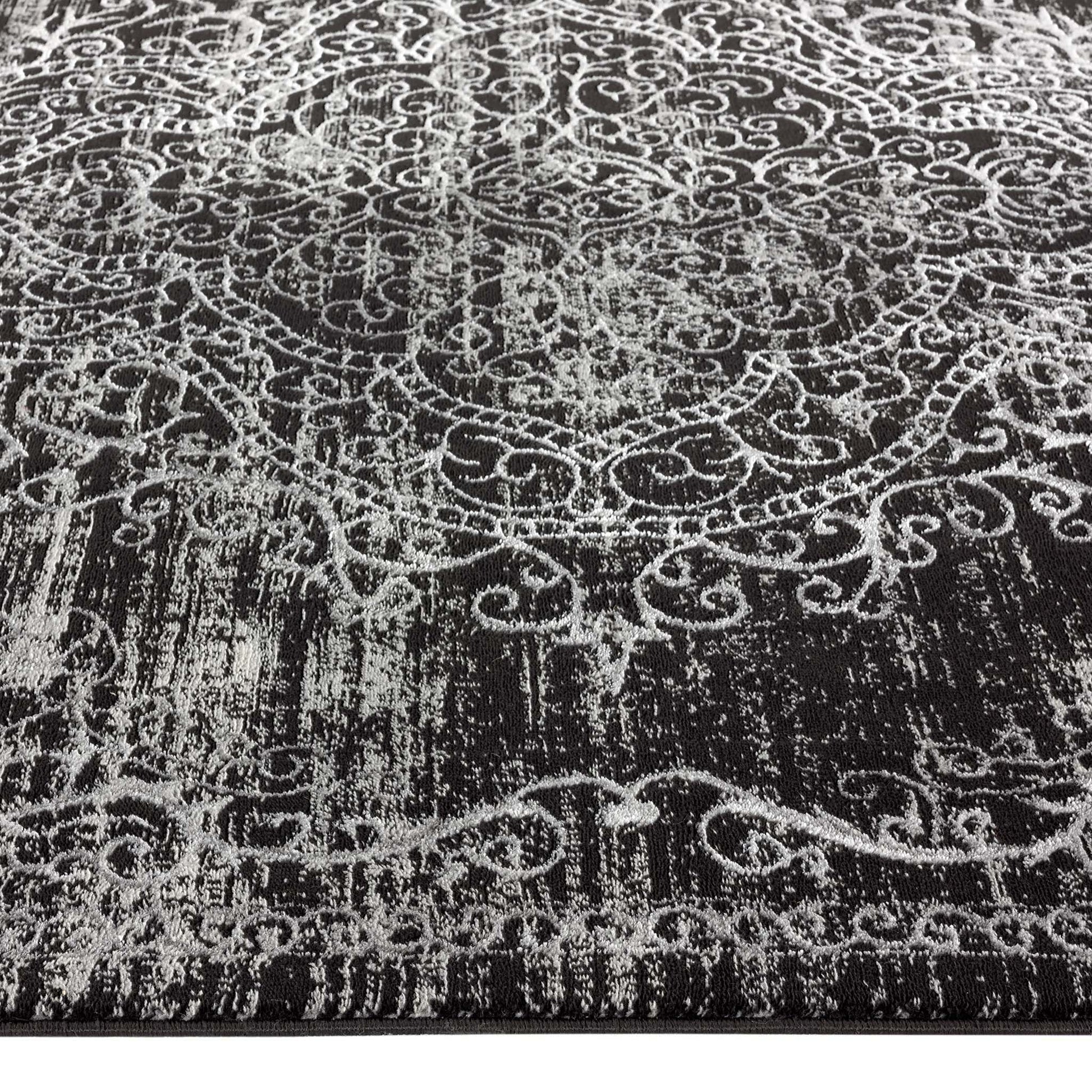 Anatolian Essence 626 Dk Grey Hallway Runner-This exquisite collection is made up of highly versatile designs presented on multi-textured, stain-hiding backgrounds. The harmonious, soft tone colour-scheme used in these rugs makes this range suitable for a