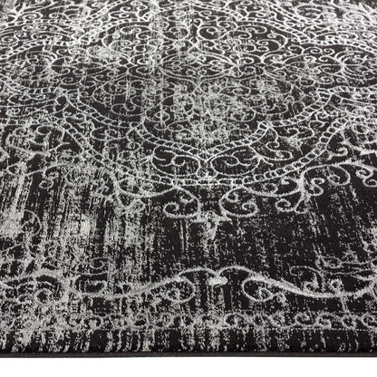 Anatolian Essence 626 Dk Grey Hallway Runner-This exquisite collection is made up of highly versatile designs presented on multi-textured, stain-hiding backgrounds. The harmonious, soft tone colour-scheme used in these rugs makes this range suitable for a