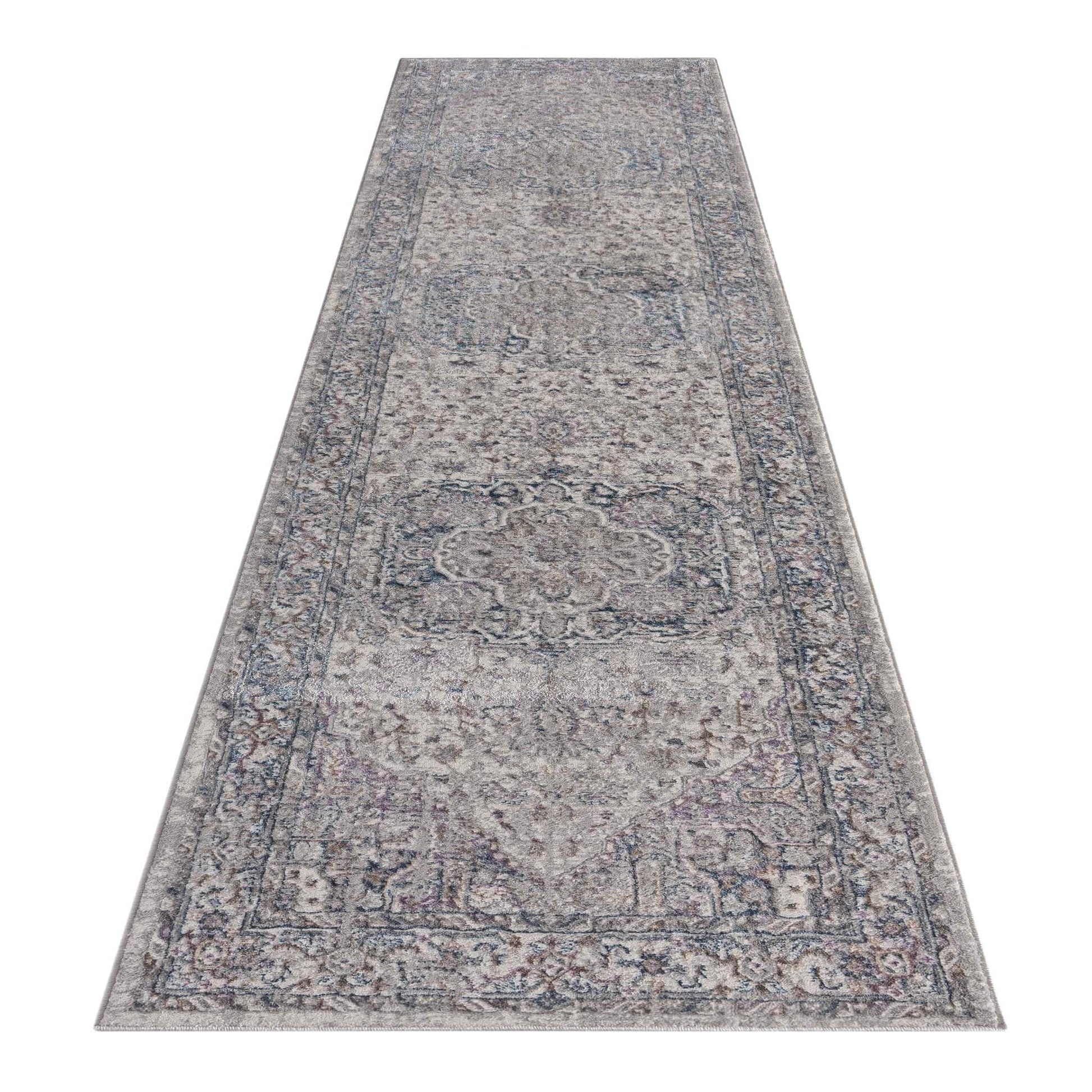 Anatolian Essence 676 Grey Hallway Runner-This exquisite collection is made up of highly versatile designs presented on multi-textured, stain-hiding backgrounds. The harmonious, soft tone colour-scheme used in these rugs makes this range suitable for a la