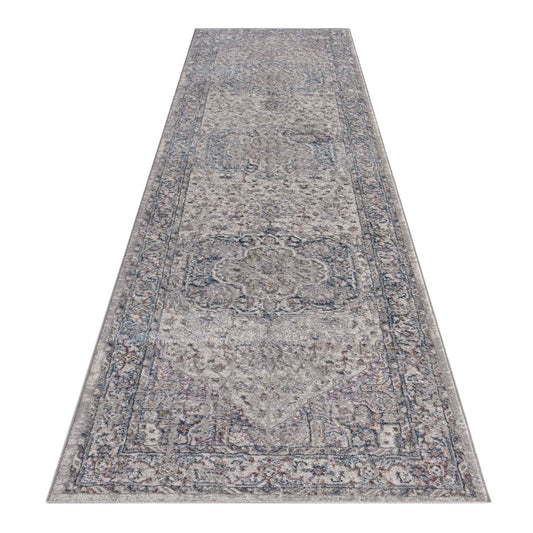 Anatolian Essence 676 Grey Hallway Runner-This exquisite collection is made up of highly versatile designs presented on multi-textured, stain-hiding backgrounds. The harmonious, soft tone colour-scheme used in these rugs makes this range suitable for a la