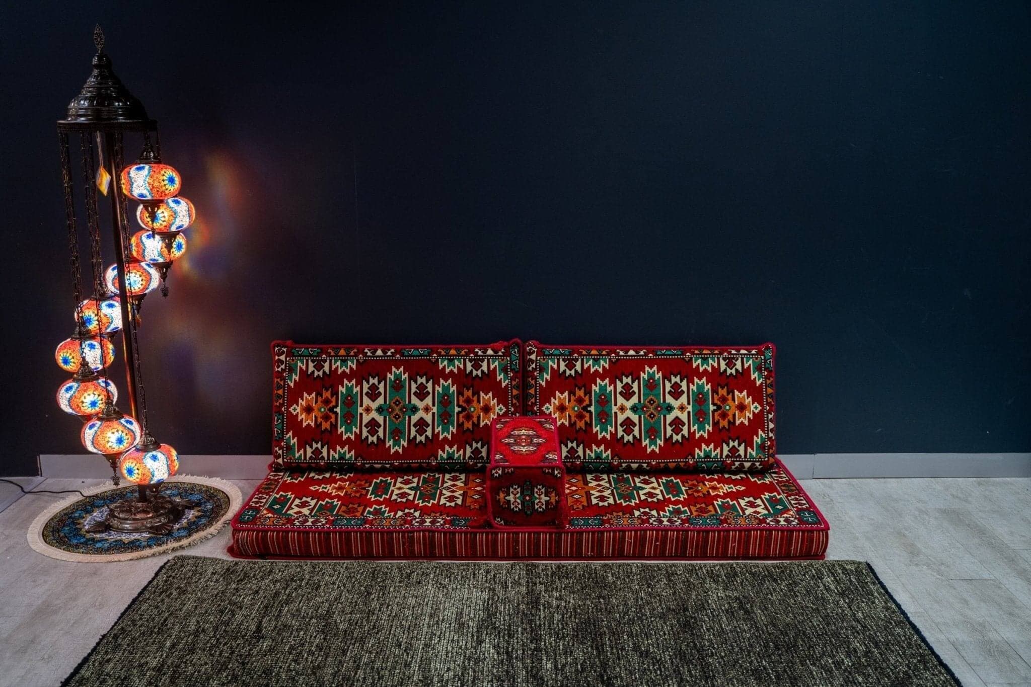 Arabian Majlis (Divan Set) Red Green Pattern
