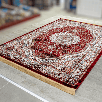 Asaryun Turkish Rugs Bazaar G-Discover the perfect blend of tradition and modernity with our Turkish polyester rug. Featuring a rich blue background with intricate patterns, this durable, easy-to-maintain rug adds elegance to any space. Ideal for high-tra