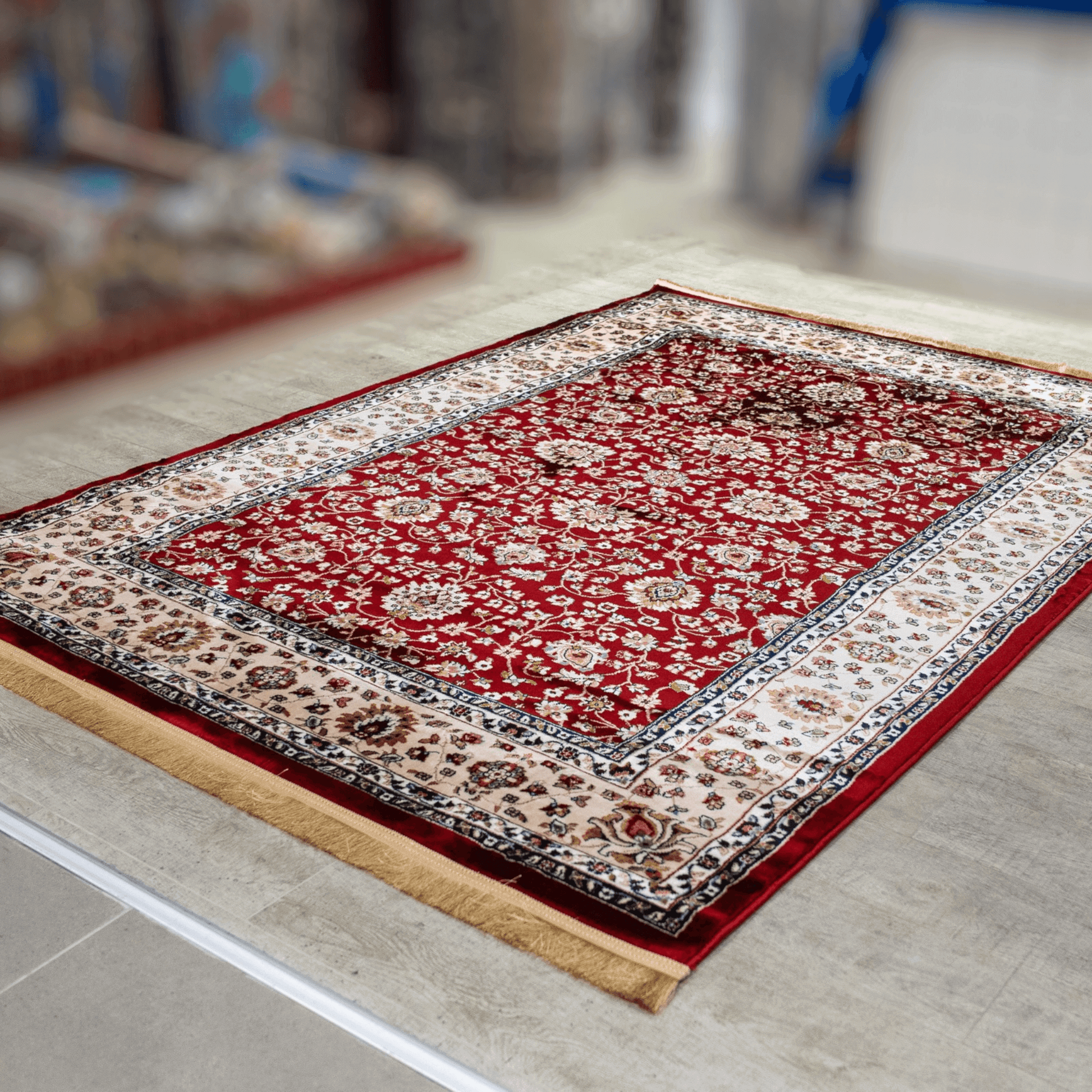 Asaryun Turkish Rugs Bazaar G-Discover the perfect blend of tradition and modernity with our Turkish polyester rug. Featuring a rich blue background with intricate patterns, this durable, easy-to-maintain rug adds elegance to any space. Ideal for high-tra