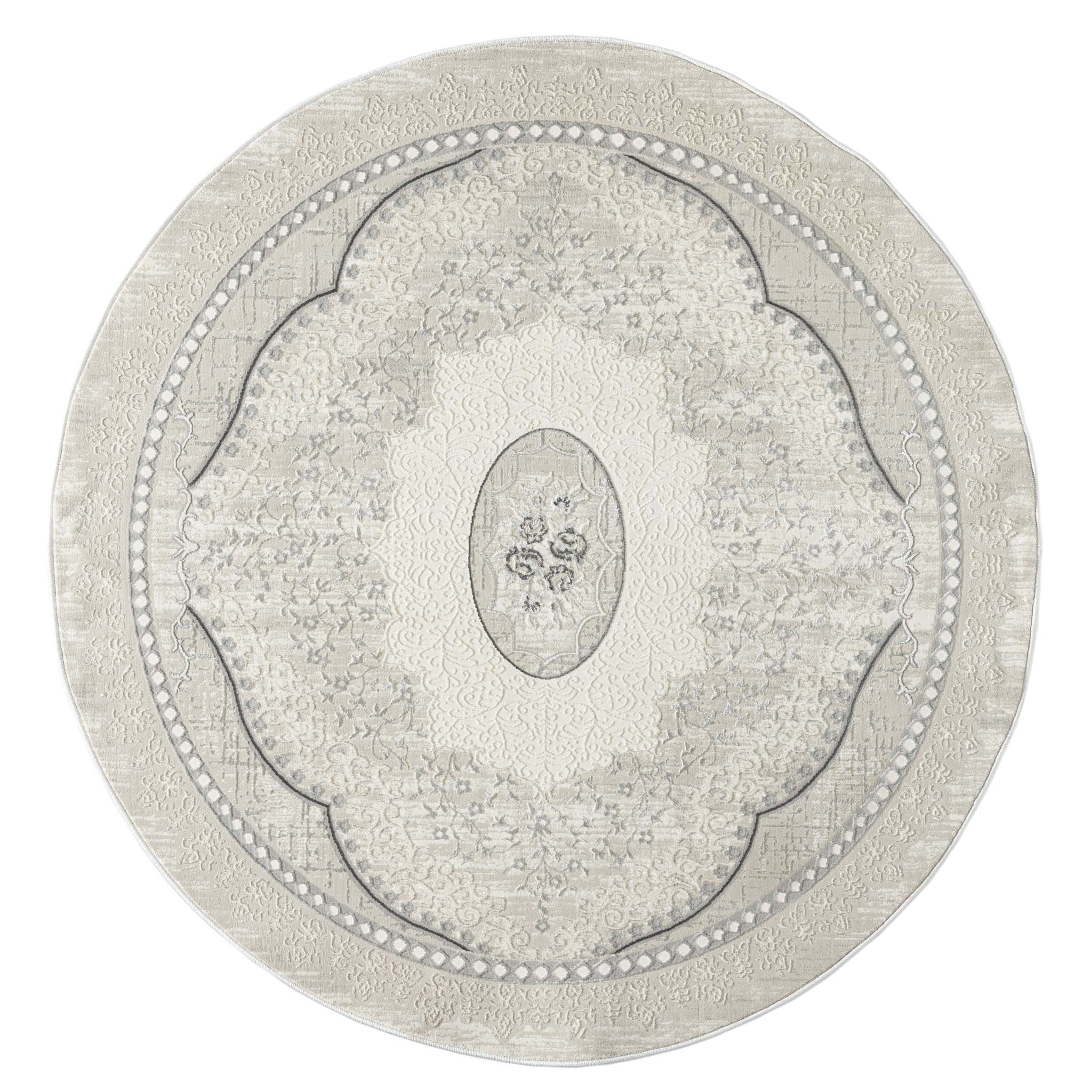 Grainger Round Rug Classic Modern 4002 Grey Round – Bazaar G Rugs N Gifts