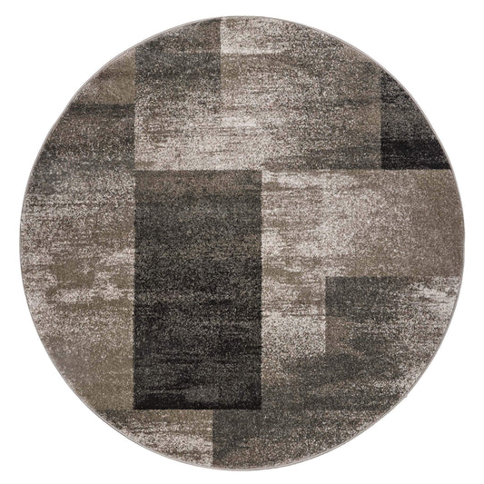 Geo Elegance 444 Ash Round-This thick and dense, heavy-duty collection has a durable construction and is power loomed in Turkey from heat-set polypropylene with shed-resistant and anti-static properties. Its modern, abstract designs are woven into stain-h