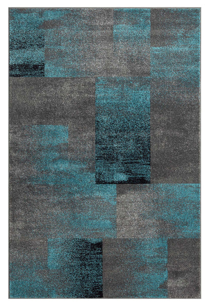 Geo Elegance 444 Blue-This thick and dense, heavy-duty collection has a durable construction and is power loomed in Turkey from heat-set polypropylene with shed-resistant and anti-static properties. Its modern, abstract designs are woven into stain-hiding