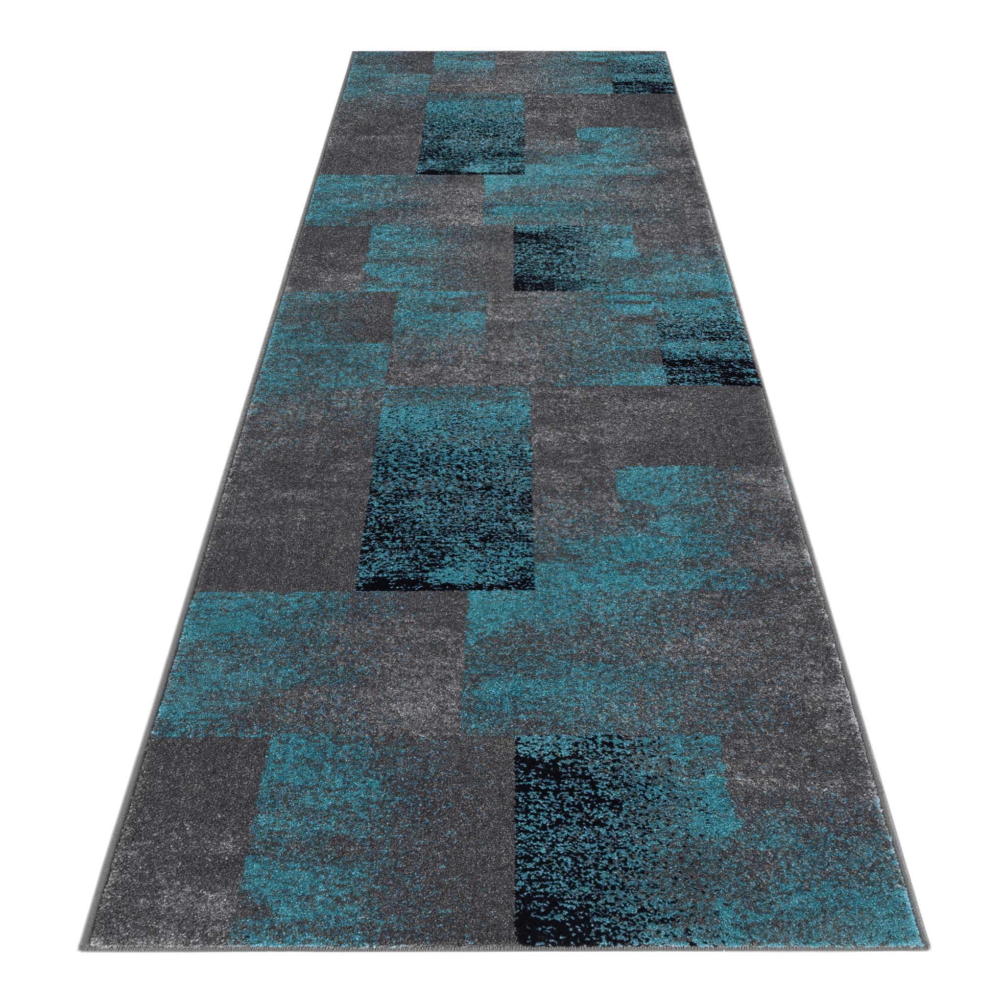 Blue Hall Rug Geo Elegance 444 Blue Hallway Runner – Bazaar G Rugs N Gifts