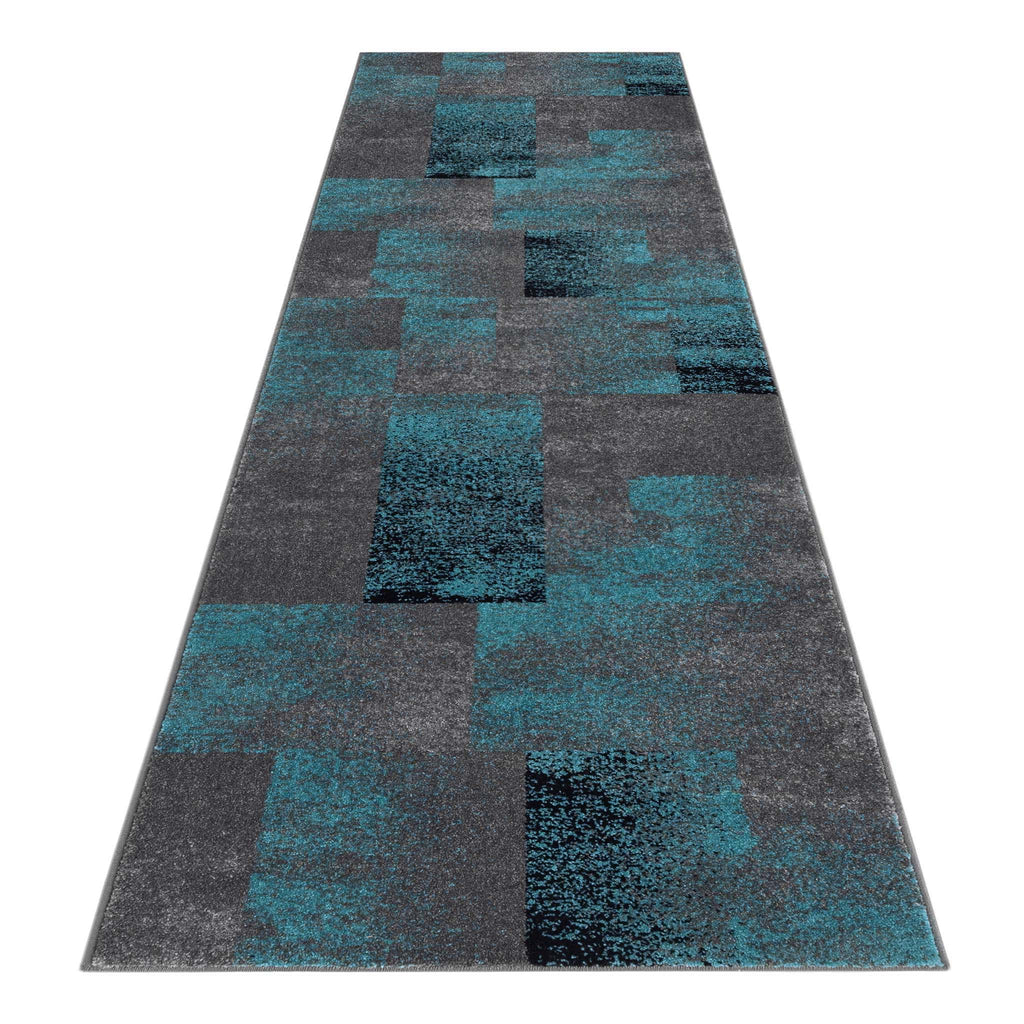 Geo Elegance 444 Blue Hallway Runner